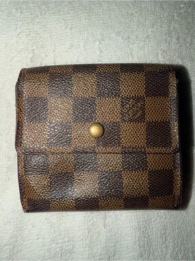 VINTAGE Louis Vuitton Brown and Tan Damier Snap Wallet